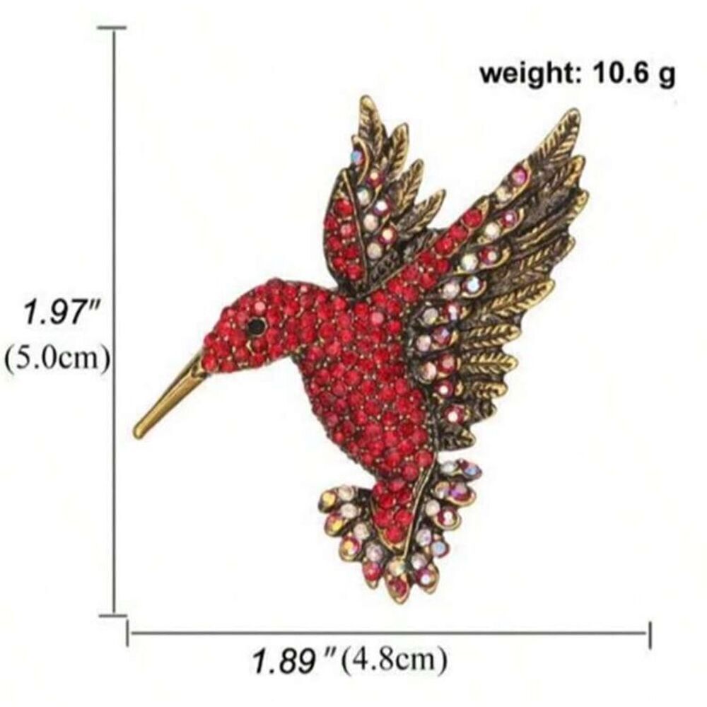 Red Hummingbird Brooch - Picture 2 of 5